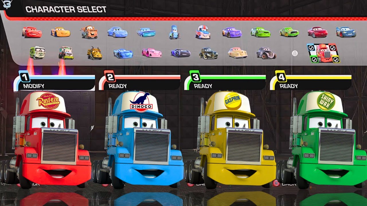 Cars 3: Driven to Win Which colored Mack will win? Split screen 4 player #cars3driventowin #cars3