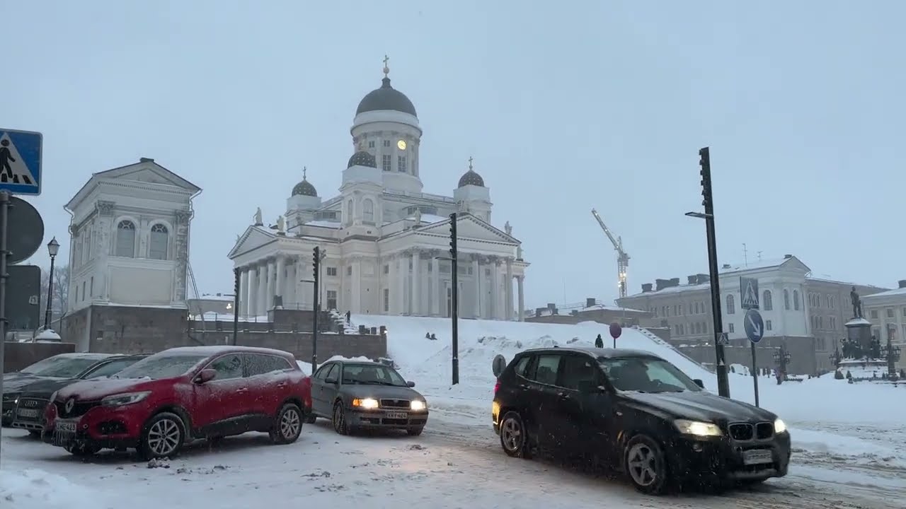 Snowstorm Walk and Strong winds in Helsinki, Finland 🇫🇮, Winter 2024 🥶🚶‍♀️(22 January 2024)