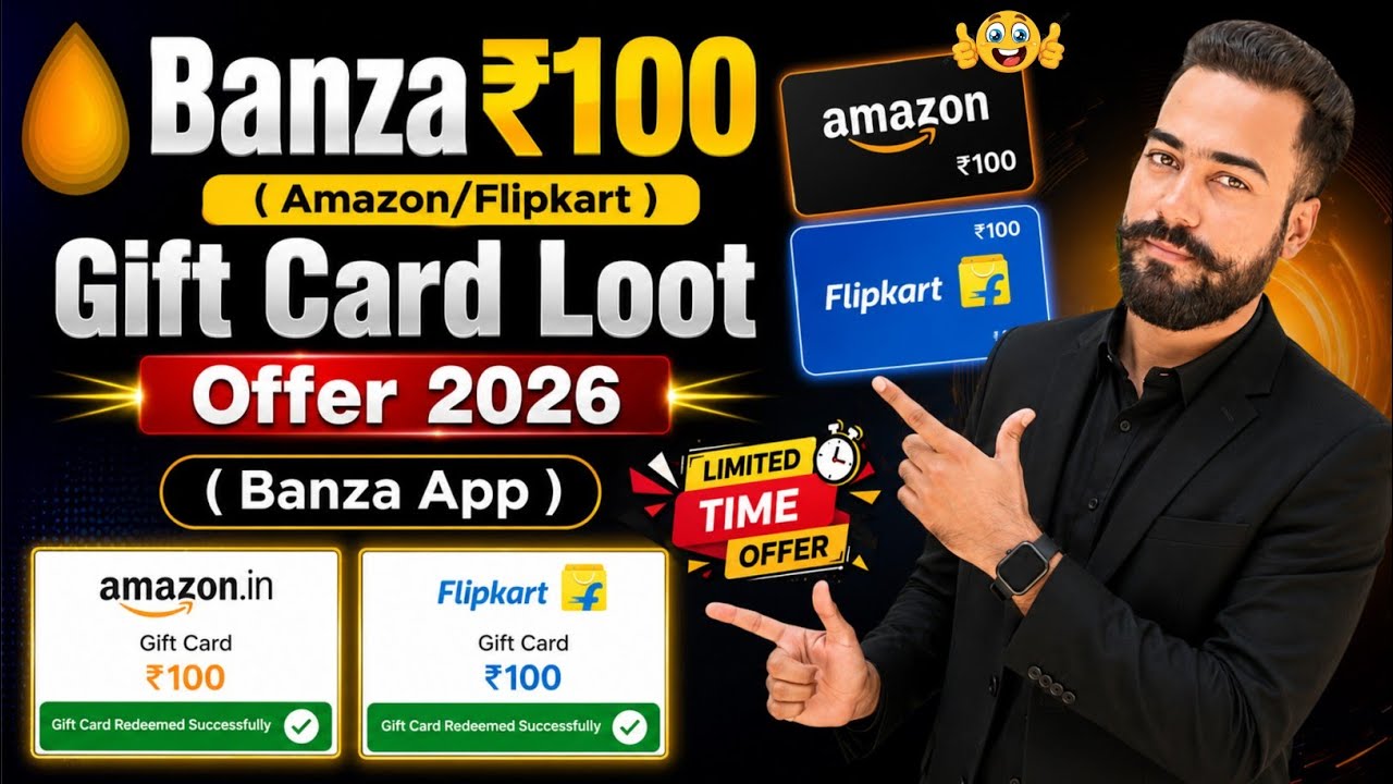 🥳Banza ₹100 Amazon/Flipkart Gift🔥Card Offer! Banza App Gift Card Loot! Banza Refer And Earn Offer!