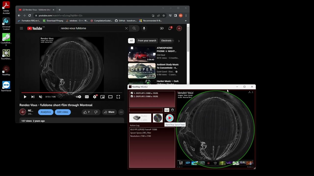 TUTORIAL: How to play a YouTube video in a dome with NestMap and Spout to OBS