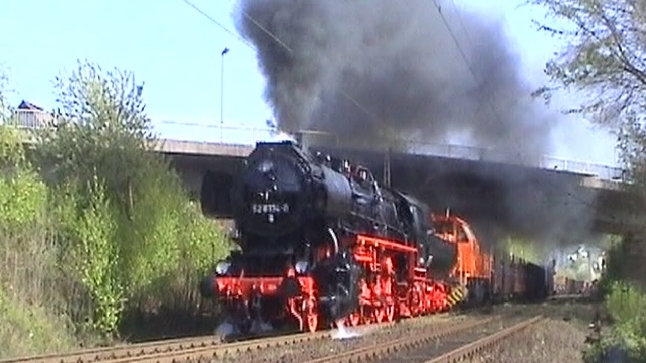 Dampflok 52 8134 - Lastprobefahrt mit schwerem Güterzug von Siegen nach Kreuztal