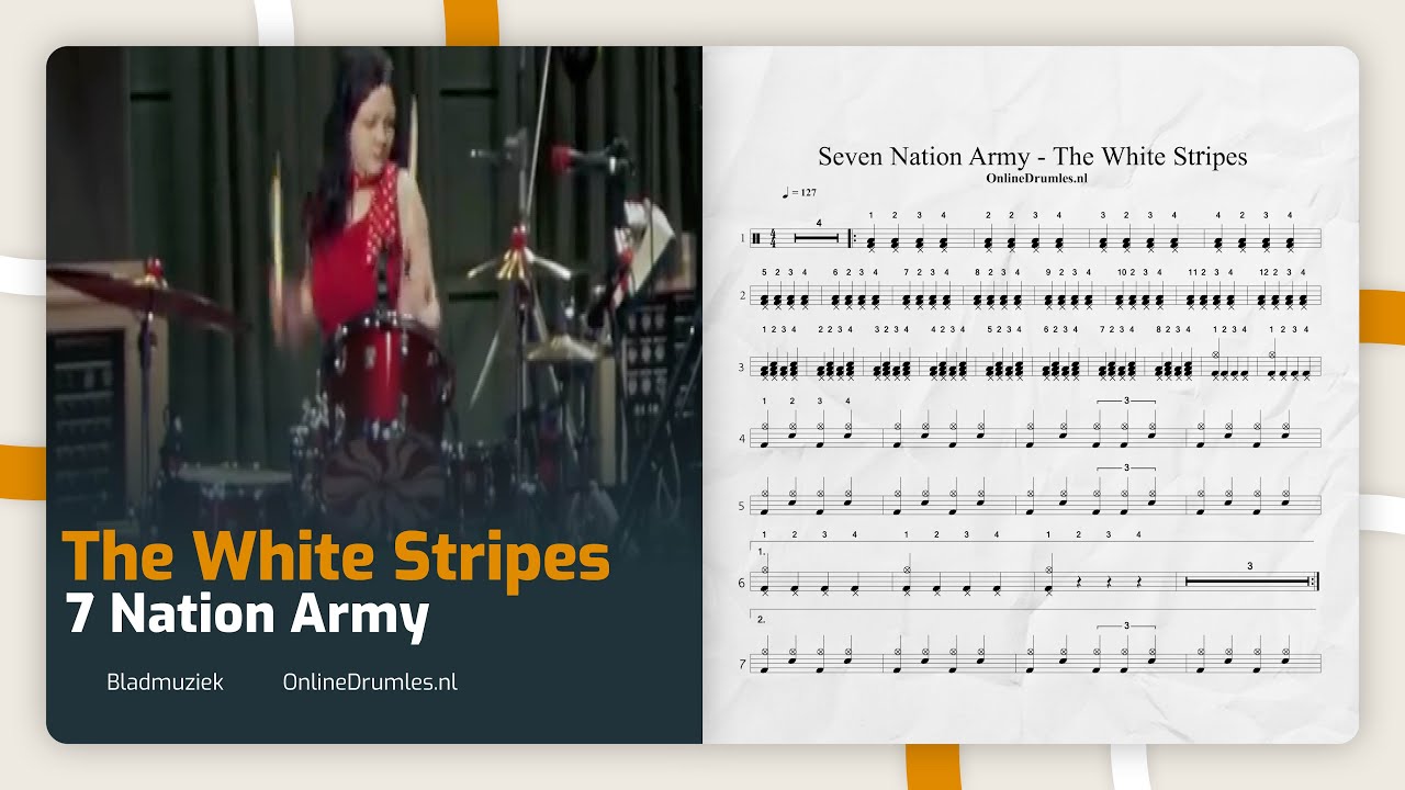 Drum Bladmuziek uitleg en meespelen met Seven Nation Army - Online Drumles