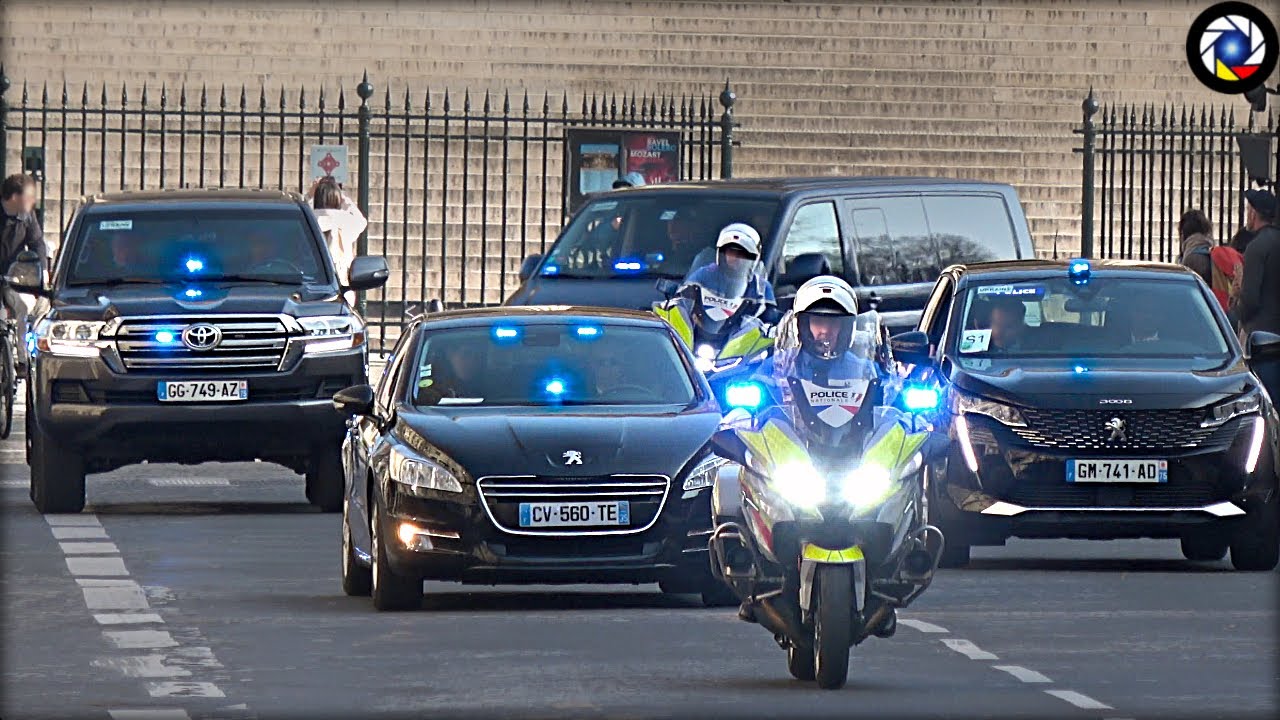 President Zelensky's IMPRESSIVE MOTORCADES in Paris // Convois du Président Zelensky à Paris
