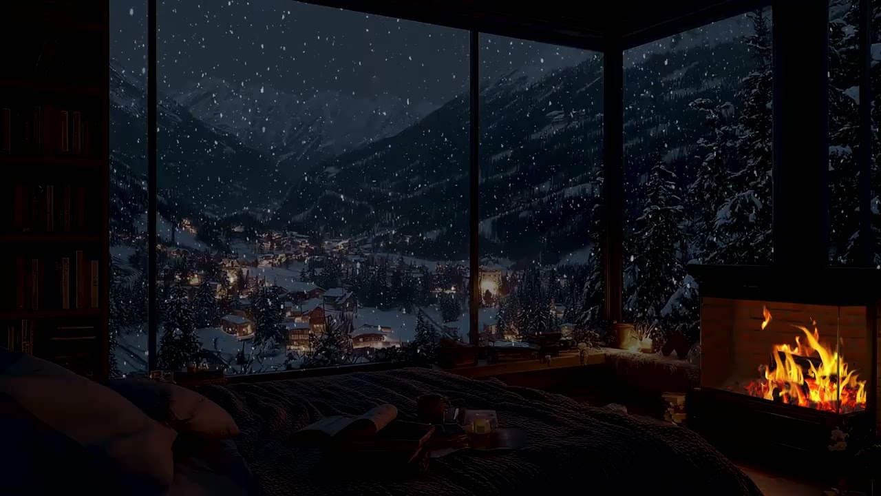Heavy Winter Snowfall Night 2025 | Peaceful Outdoor Snow Ambience for Sleep, Study & Deep Focus