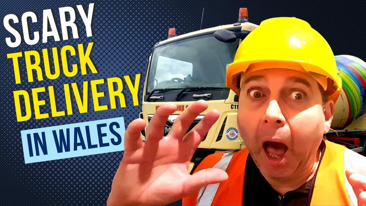 Scary Truck Delivery In Wales Driving Concrete Mixer Truck