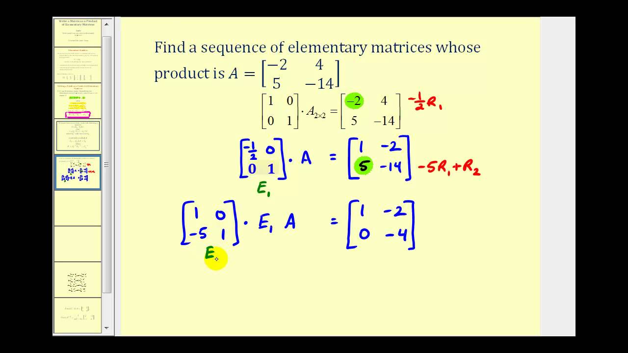 Write a Matrix as a Product of Elementary Matrices