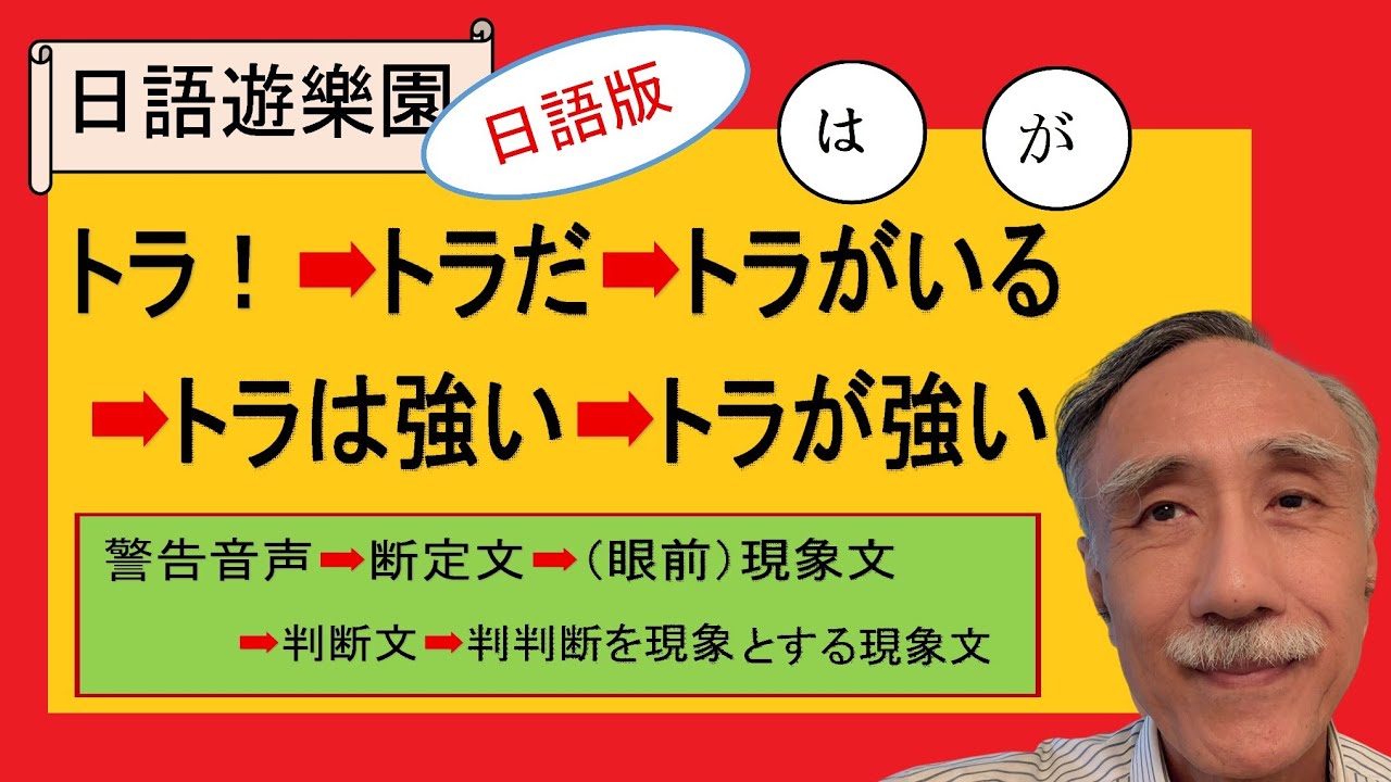 人類言語の論理的発展過程/眼前現象文➡判断文➡判断現象文/はとがの違い/は跟が哪裡不一樣?/日語遊樂園/學習日本語/教學日語/日語的助詞 