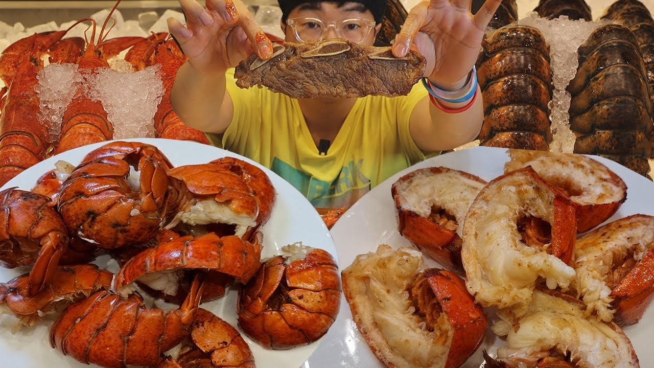 랍스타찜 치즈랍스타 등등 무한리필이니깐 20마리 묵고 각종 고기 디저트 흡입 야식이 먹방