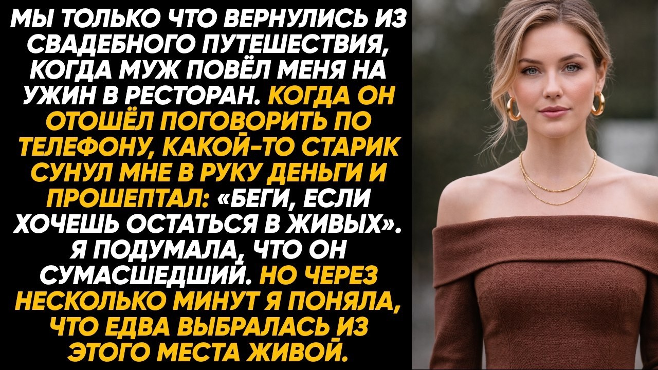 Когда муж отошёл к телефону, старик сунул мне деньги и прошептал: «Беги, спасайся, девочка, скорей»