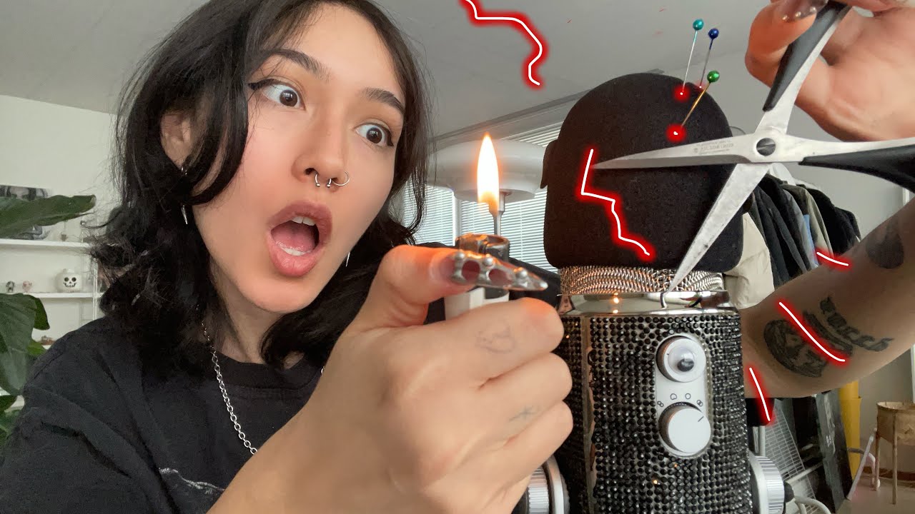 ASMR ☆ DESTROYING A MIC COVER (ripping, shaving, cutting,…)