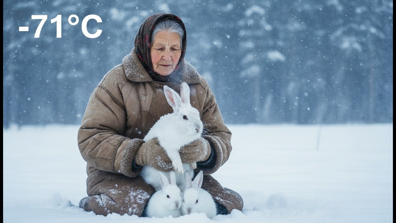 70-Year-Old Woman Rescues Freezing Rabbit and Her Baby in −71°C Siberian Blizzard