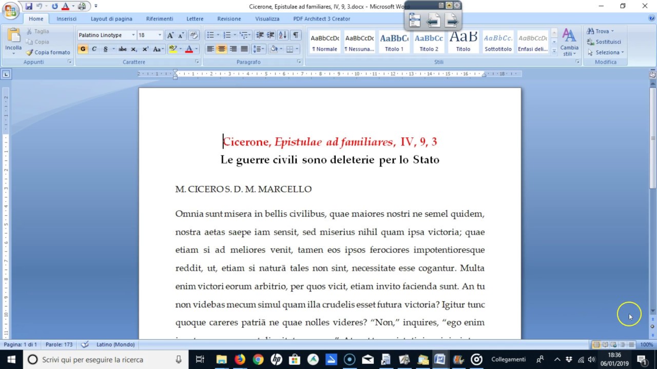 CiCERONE - TRADURRE DAL LATINO - LEZIONE DI METODO (EPISTULAE AD FAMILIARES, IV, 9, 3)