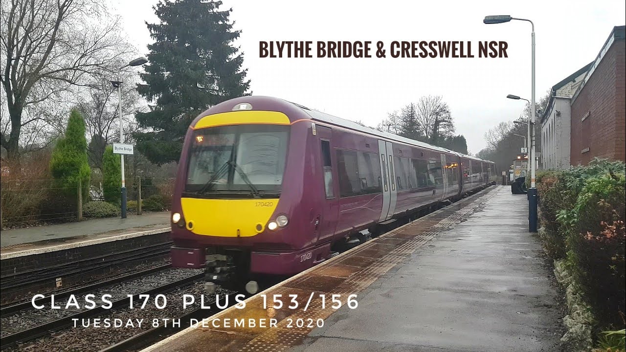 CLASS 170 DMU, CREWE TO DERBY, CRESSWELL, BLYTHE BRIDGE, NSR plus 156/153 DMUs, 8.12.2020