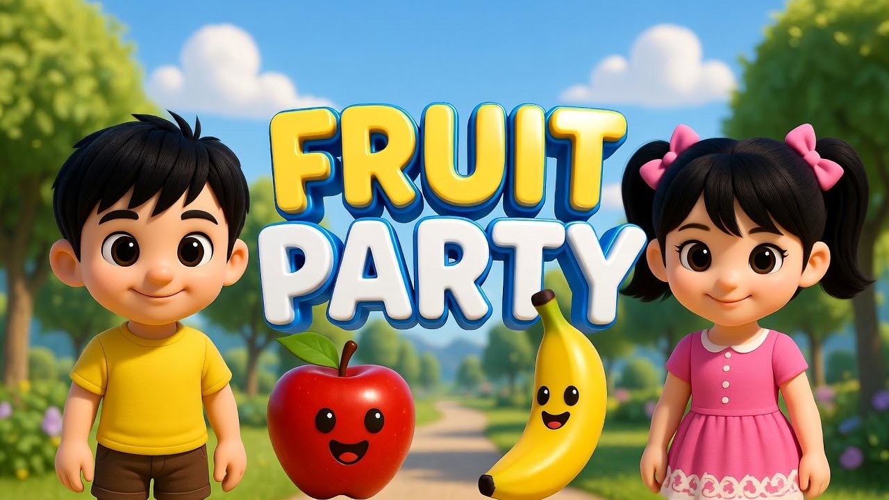 🍎🍌 FRUIT PARTY Dance Song! Learn 6 Fruits + Colors for Kids 🌈 Fun Nursery Rhyme