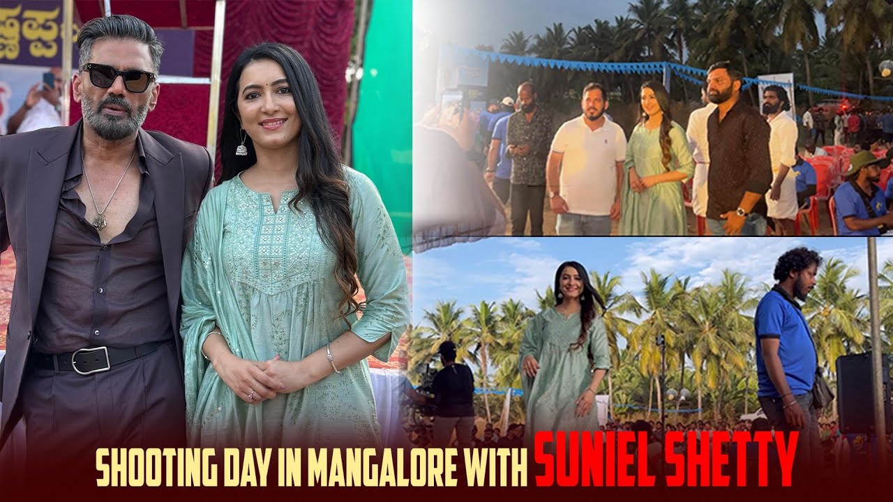 Shooting day in mangalore #SunielShetty | Adhvithi & Ashvithi Shetty #ashvithishetty #adhvithishetty