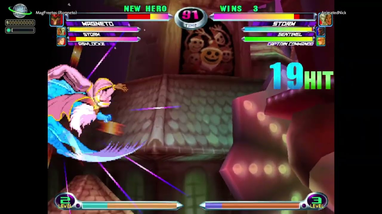 MvC2: AnimatedNick - Storm Dual Infinite (Trijump + Korngo) 33 hit 80% Combo .:2.17.26:.