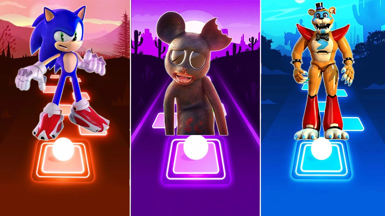 Sonic Prime vs Cartoon Mouse vs [FNAF] Freddy | Tiles Hop: EDM Rush!