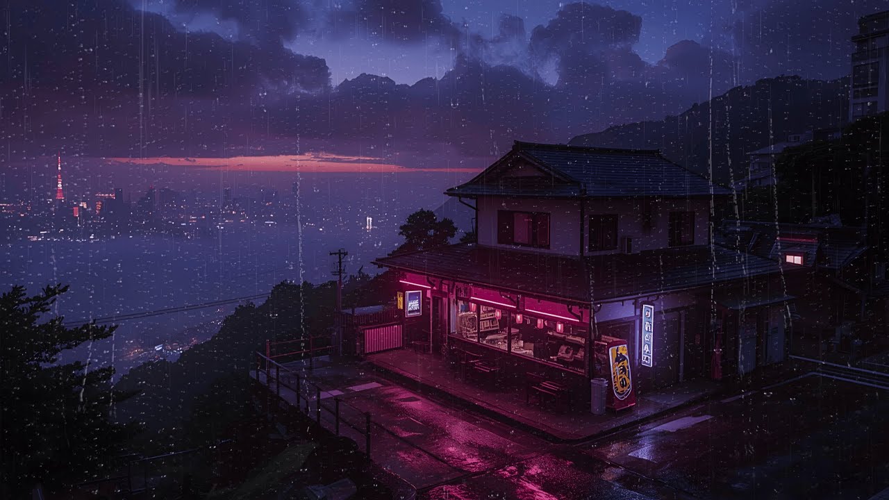 90s Tokyo Rain Night — Lofi Music for Studying and Night Work