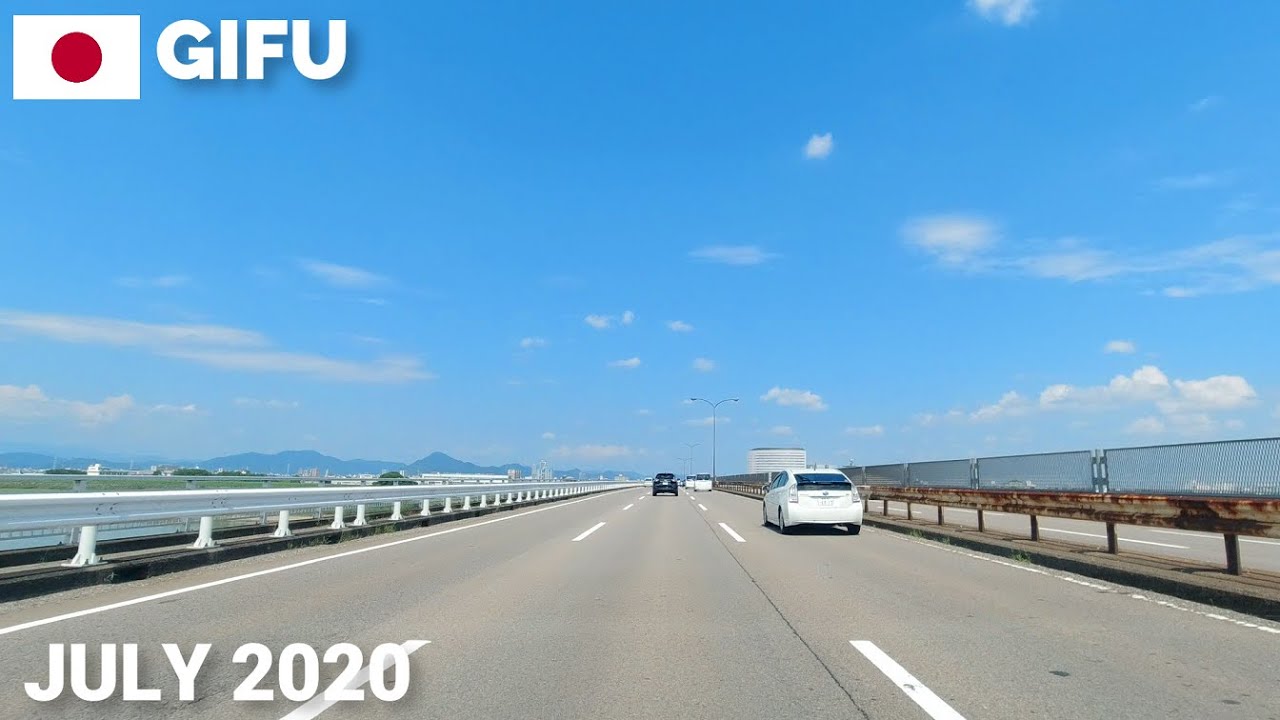 Driving Tour - Gifu City, Gifu, Japan - July 2020 - Nagara-gawa River to Gifu Station
