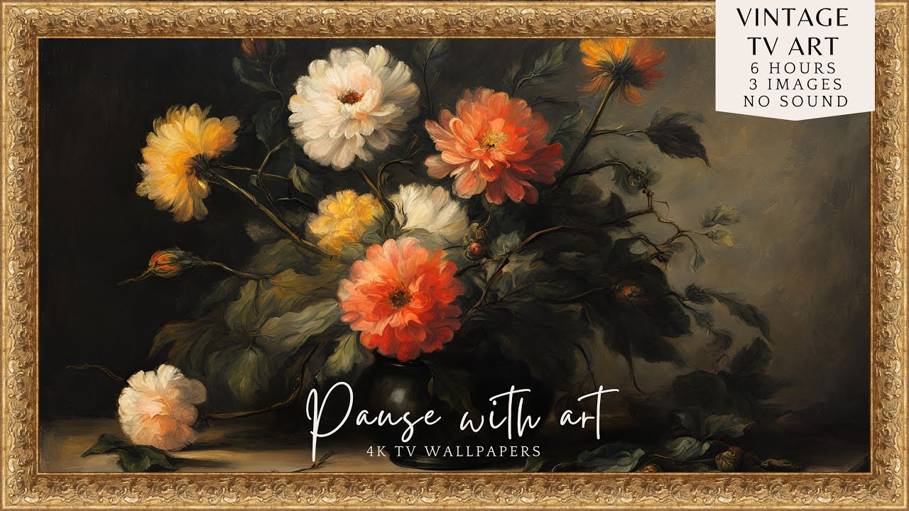 Vintage Frame TV Art Moody Flower | Autumn&rsquo;s Mood | Floral TV Background | 3 Images | No Sound
