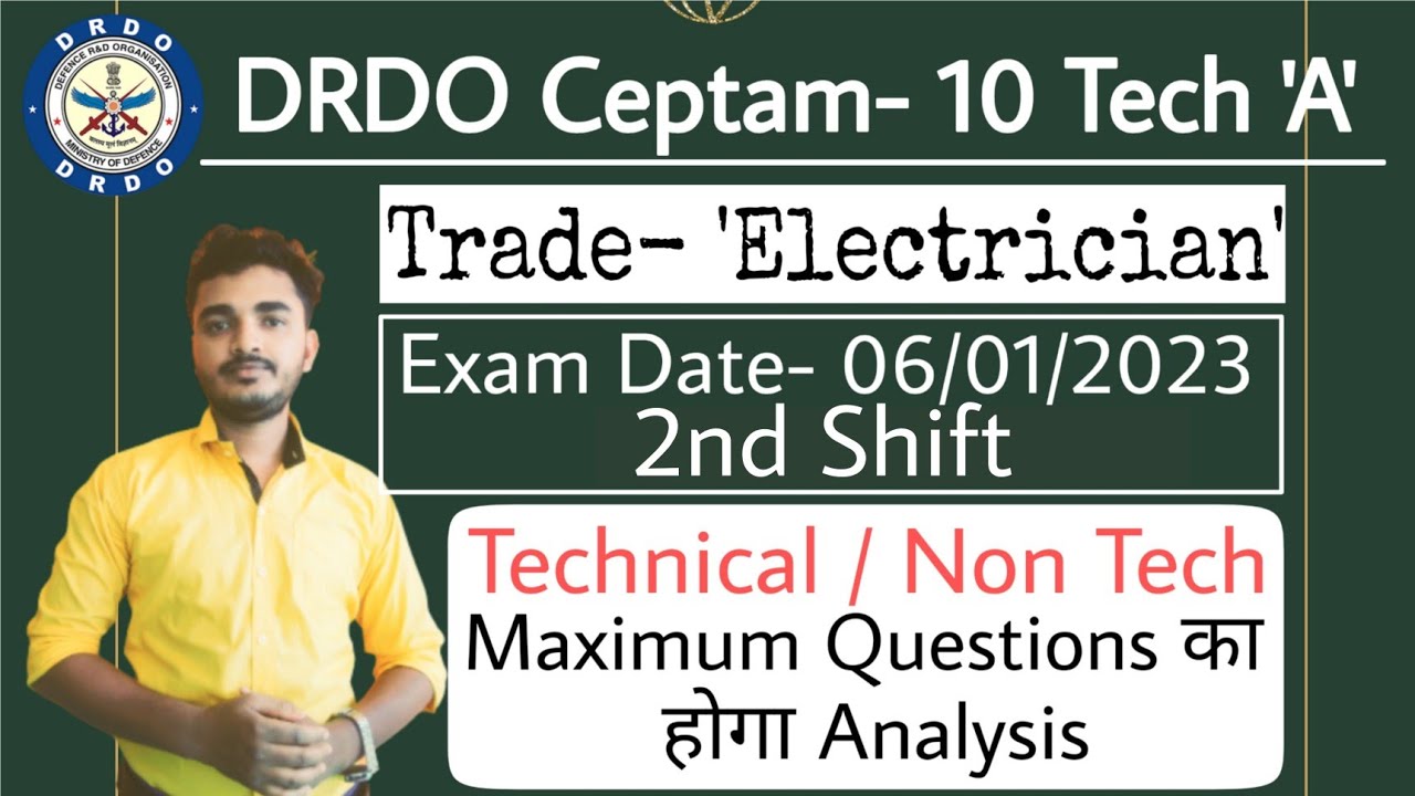 DRDO Technician A Electrician 2nd Shift Exam Paper 6th January 2023 Analysis Review 06/01/2023 #drdo
