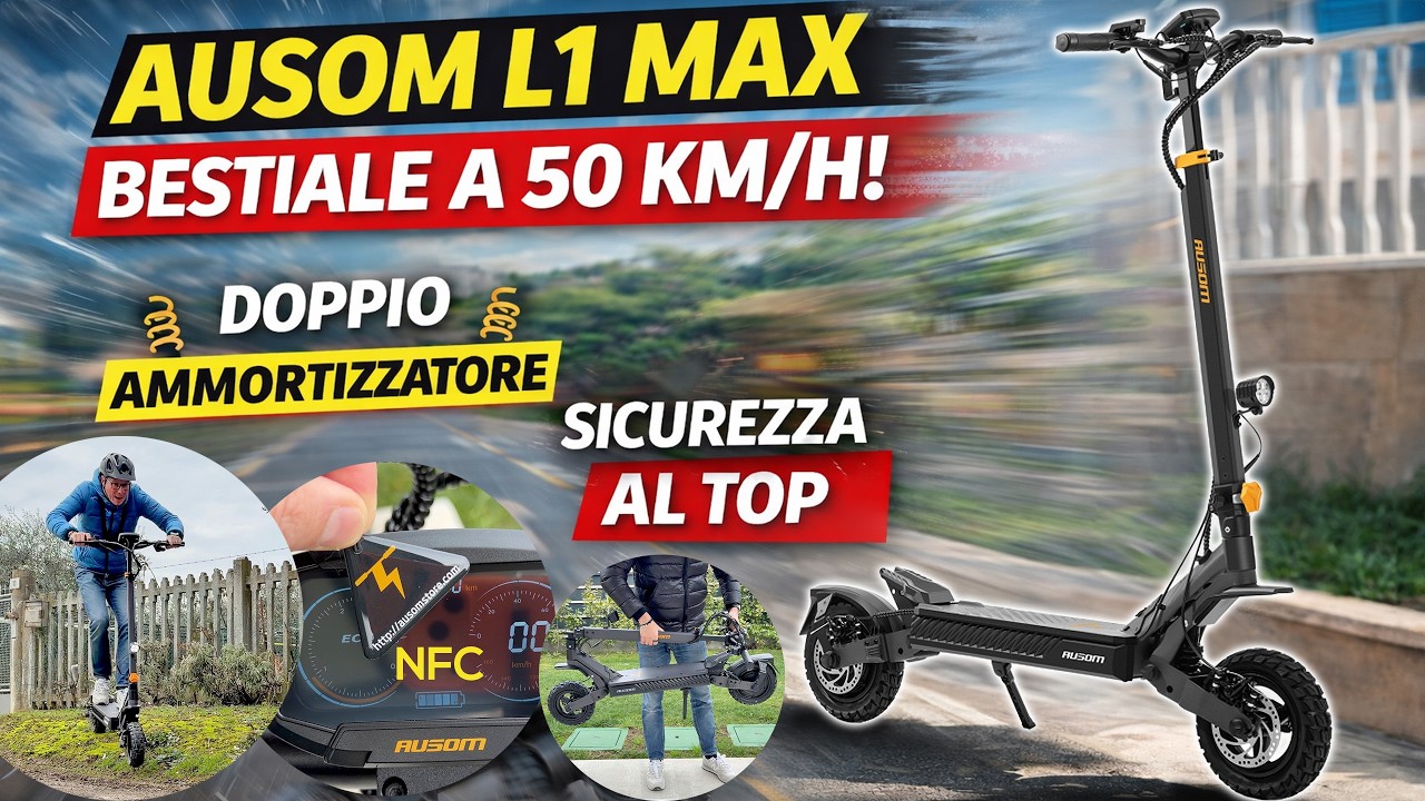 👉 AUSOM L1 MAX Review ITA – 1000W, 50 km/h, 90 km Autonomia & Test Completo!