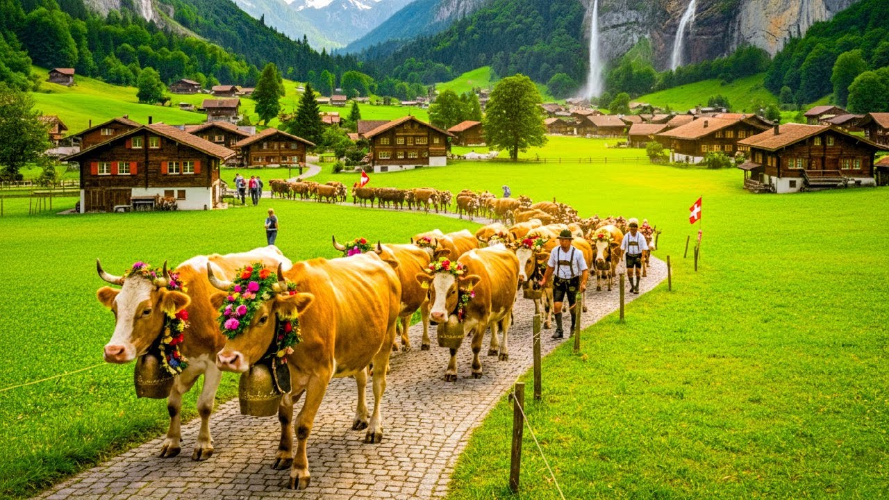 Лаутербруннен: коровы возвращаются домой из Альп! 🐮🇨🇭