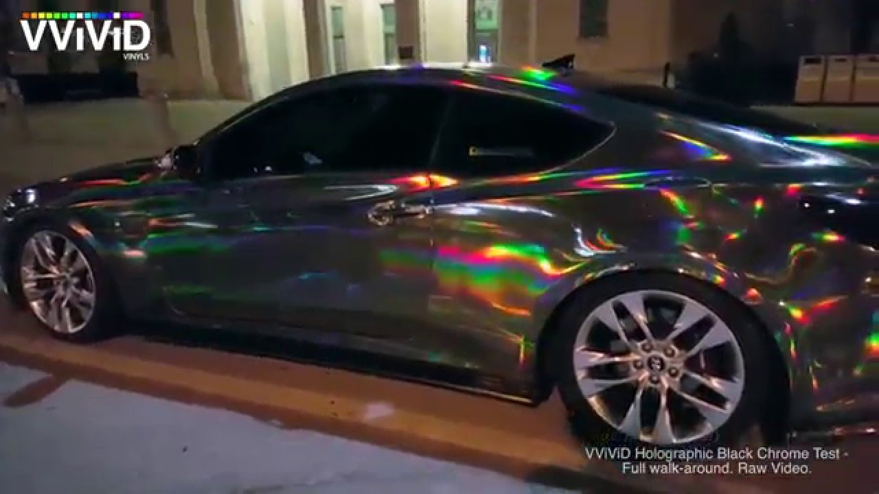 VViViD Black Chrome Holographic walk-around Hyundai Genesis Coupe vinyl wrap