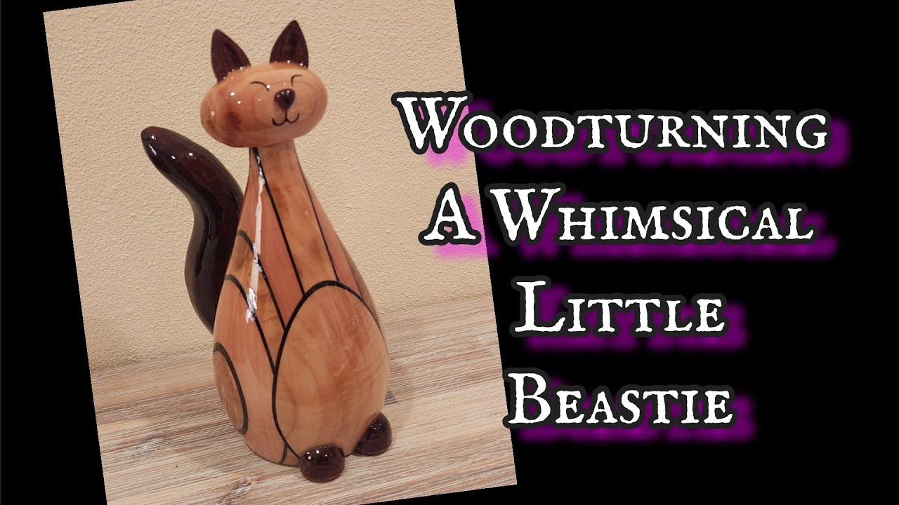 Woodturning... a Whimsical Little Beastie! #woodturning #cat #woodworking