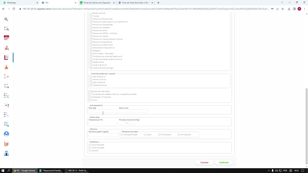 e-SUS APS - Lançamento de visitas familiares/domiciliares e individuais no PEC/CDS para ACS e ACE
