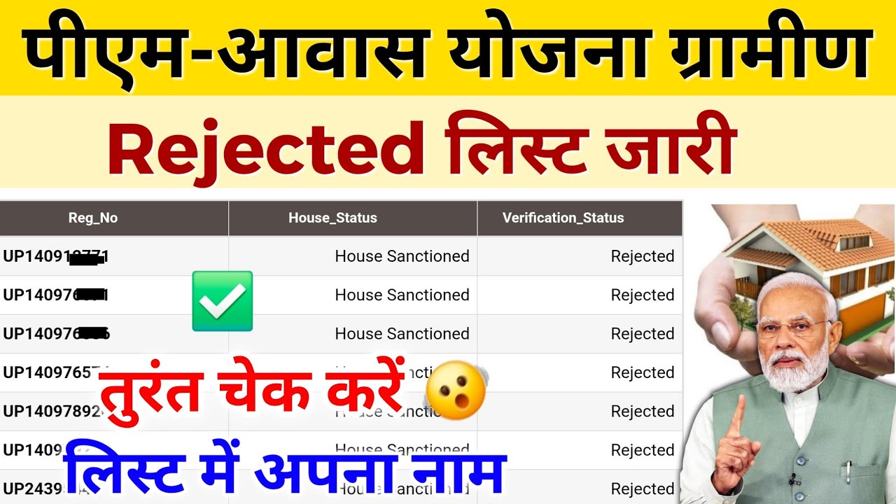 🏠Pm awas yojana gramin Rejected लिस्ट जारी तुरंत चेक करें लिस्ट में अपना नाम | Pm awas yojana gramin