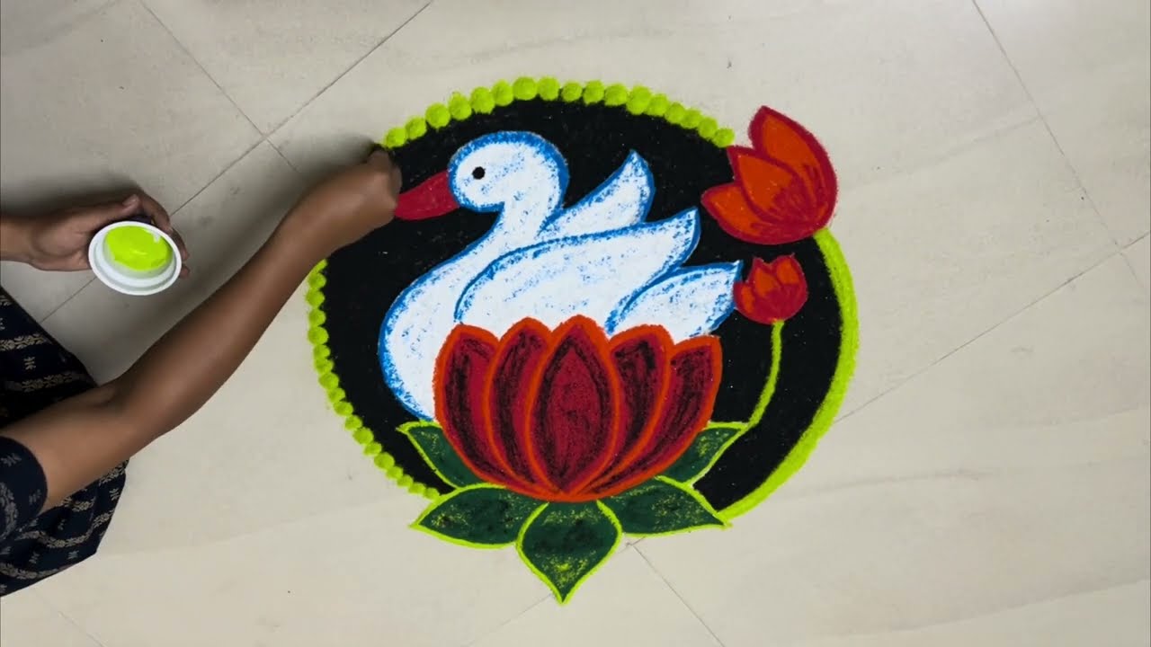 Day15 Margali color kolam #margazhirangolikolam #margalikolam #villagelife #rangolidesigns #muggulu 
