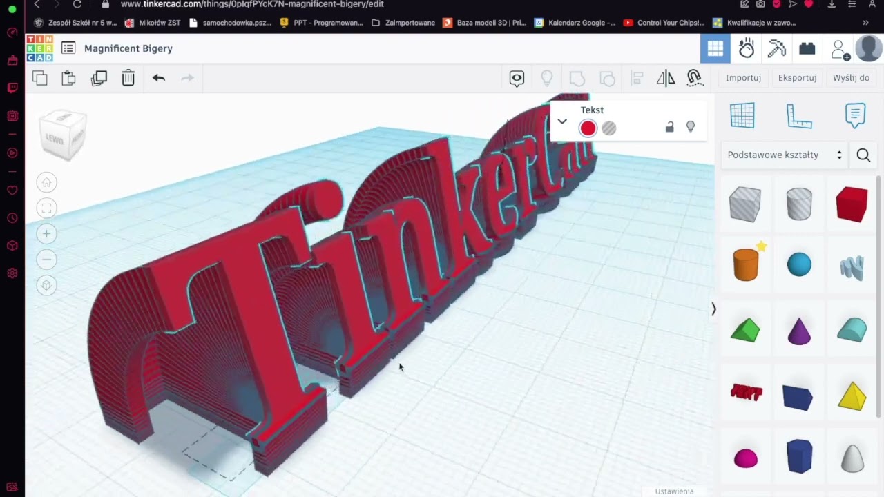 Tinkercad. Pochylony napis!!!