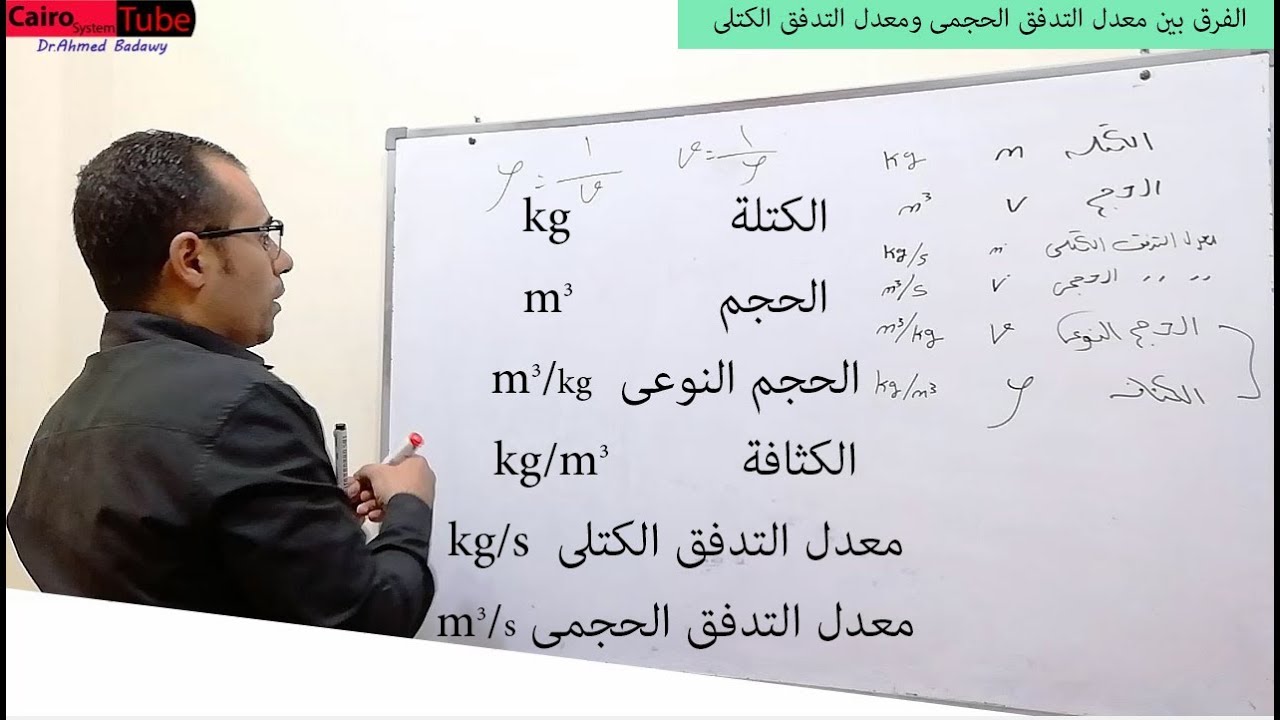الفرق بين معدل التدفق الحجمى ومعدل التدفق الكتلى والقانون المستخدم