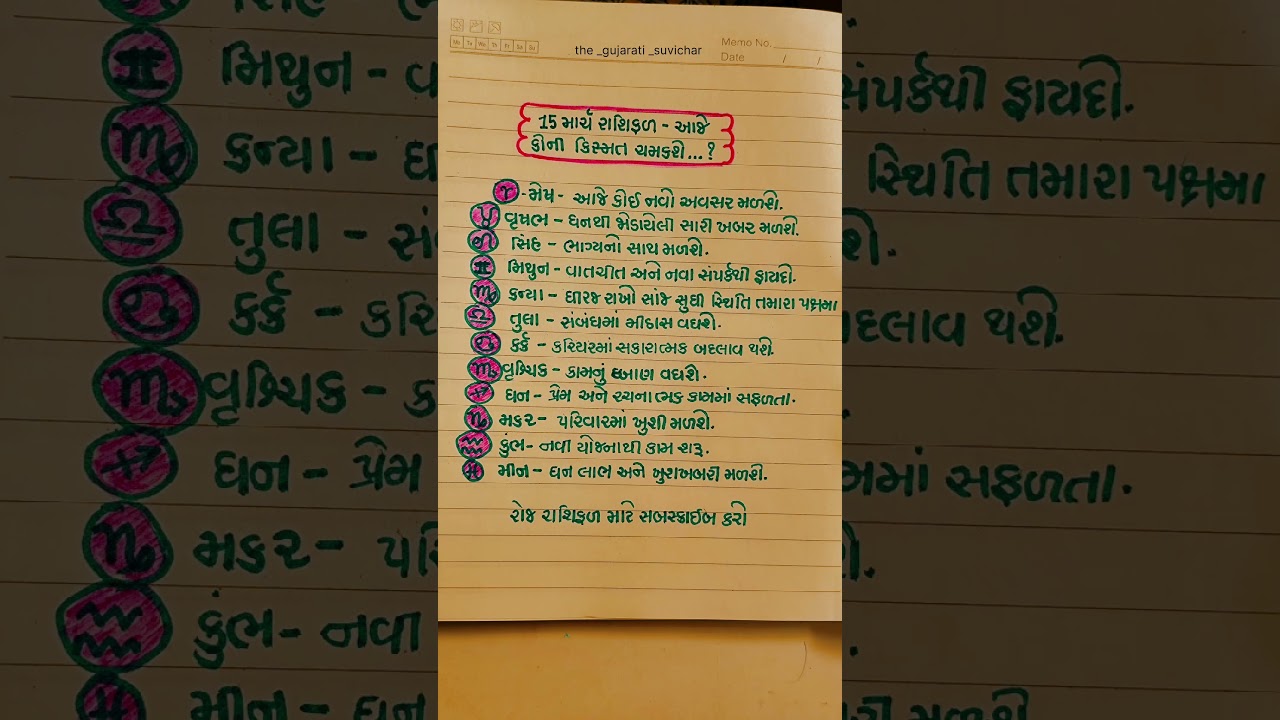આજે કોની કિસ્મત ચમકશે? 15 માર્ચ રાશિફળ ||#astrology #rashifal #horoscope #rashi #shortsfeed #shorts