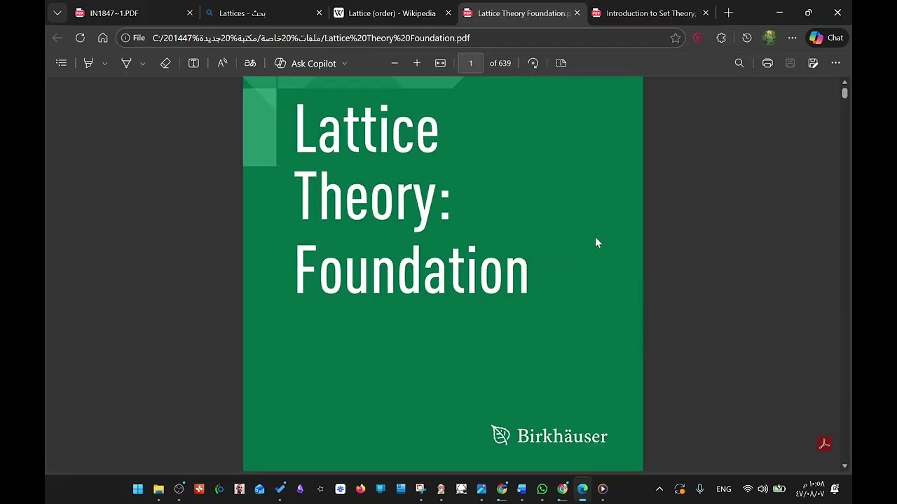 Introduction to Lattices and Order B.A. DaveyLa, H.A. Priestley استعراض كتاب، ونقاش حول نظرة موحدة