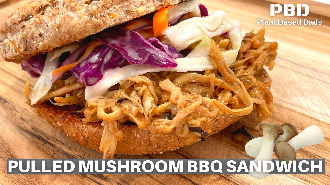 HOW TO MAKE A VEGAN PULLED BBQ MUSHROOM SANDWICH | OIL FREE VEGAN PULLED PORK SANDWICHES