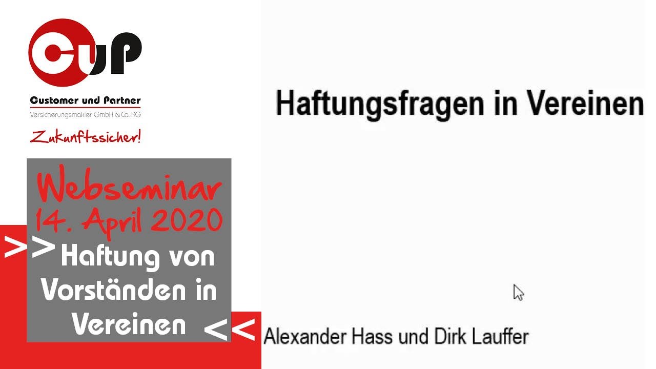 Webseminar Haftung von Vorständen und Geschäftsführern im Verein und in der gGmbH