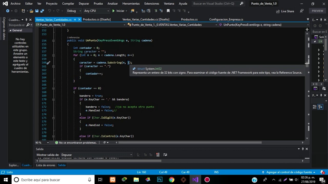 Validar punto decimal mientras escribes C#