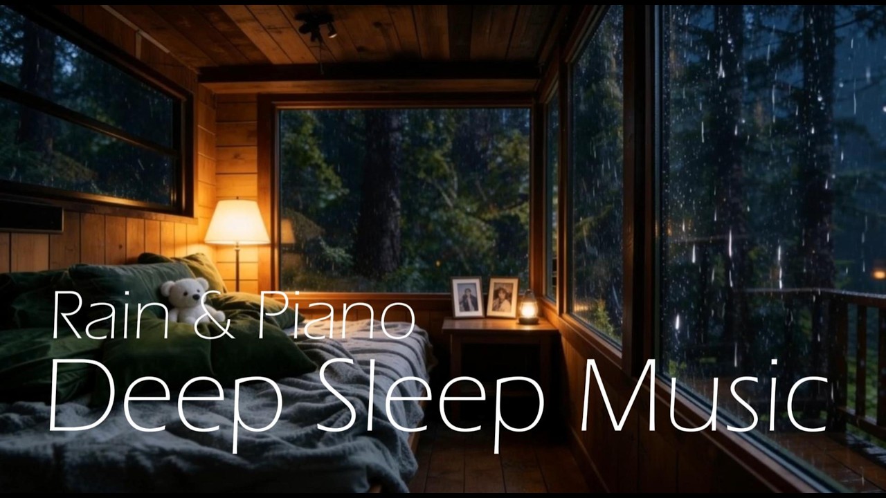 Rain on Window with Soft Piano 🌧️ Deep Sleep Music in Cozy Night Room