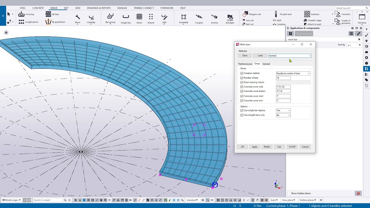 Modeling Reinforcement for Concrete Spiral Ramps in Tekla Structures