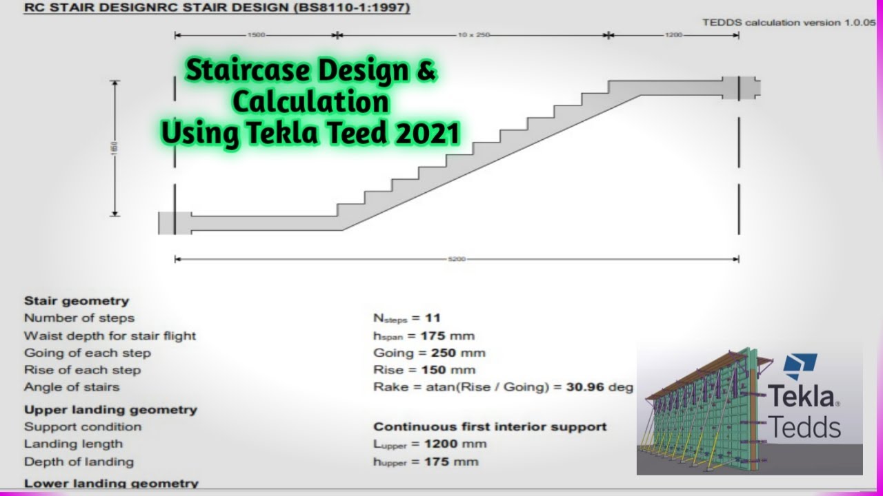 How to Design Staircase & Get Calculation Sheet using Tekla Teed 2021