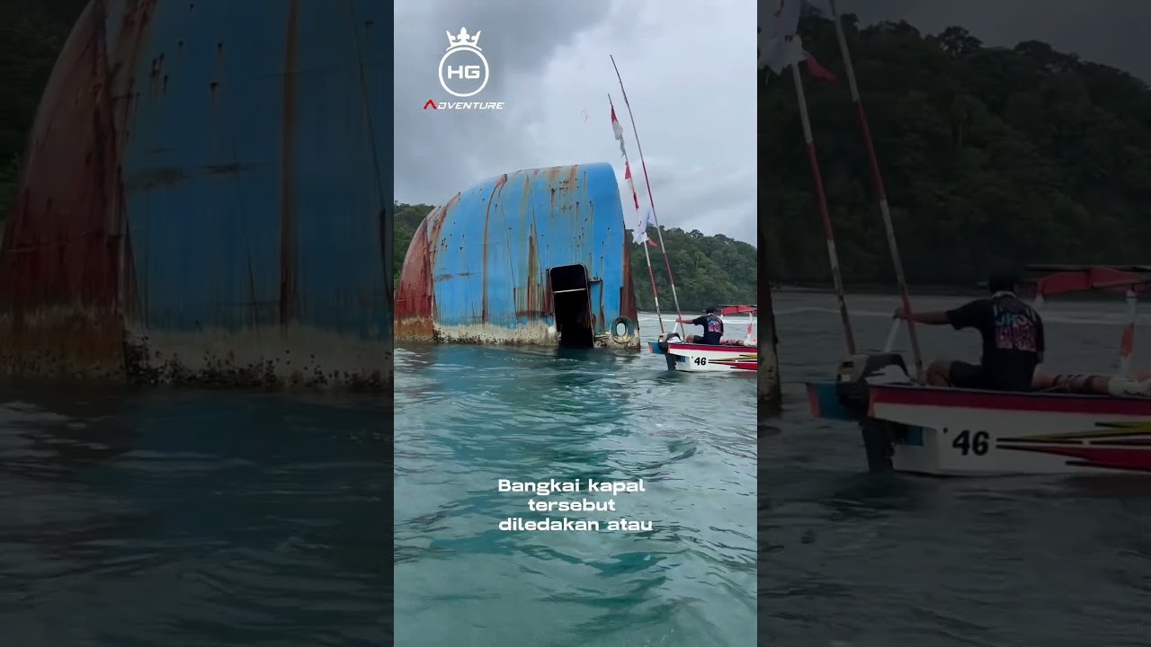 Kapal FV Viking Lagos dari Norwegia yg di Bom Ibu Susi di Pangandaran #hgadventure #pangandaran #fyp
