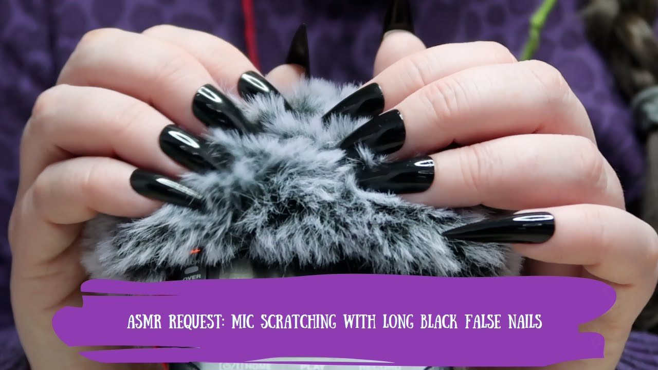 ASMR Request: Mic Scratching with Long Black False Nails [Fluffy Mic Shield] | Whispered Intro