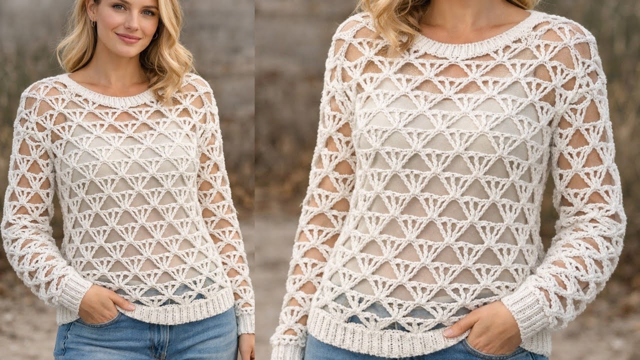 WOW💯✨ Crochet Easy Stitch for Blouse Top Sweater Pattern 💯 Easy Crochet Women Blouse Pattern 