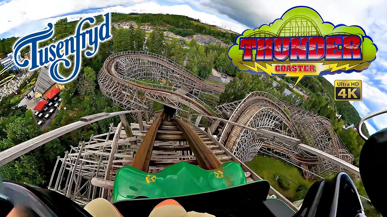 Thundercoaster On Ride Front and Middle Seat Seat 4K POV TusenFryd Norway 2023 08 09