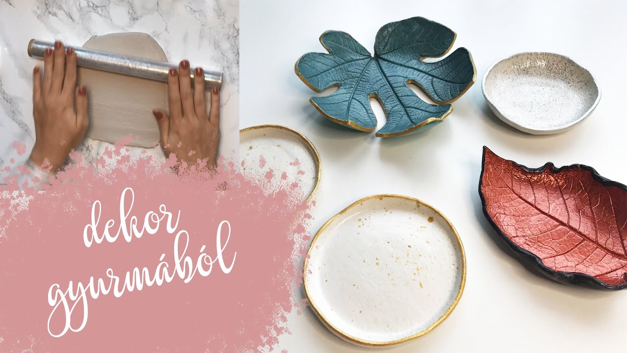 Dekor t&aacute;lak levegőre sz&aacute;rad&oacute; gyurm&aacute;b&oacute;l | DIY air dry clay trays