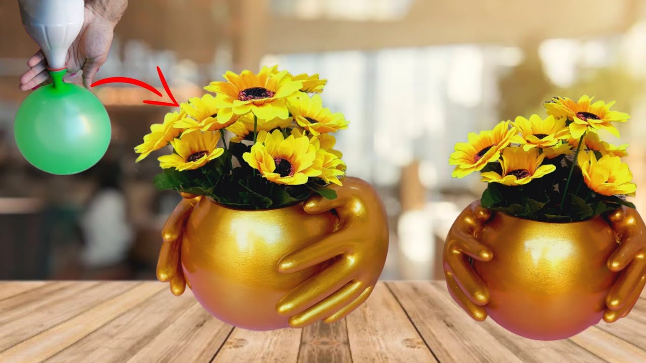 COMO FAZER VASO DECORATIVO USANDO BALÃO, GESSO E LUVAS| HOW TO MAKE BALLOON AND PLASTER VASE