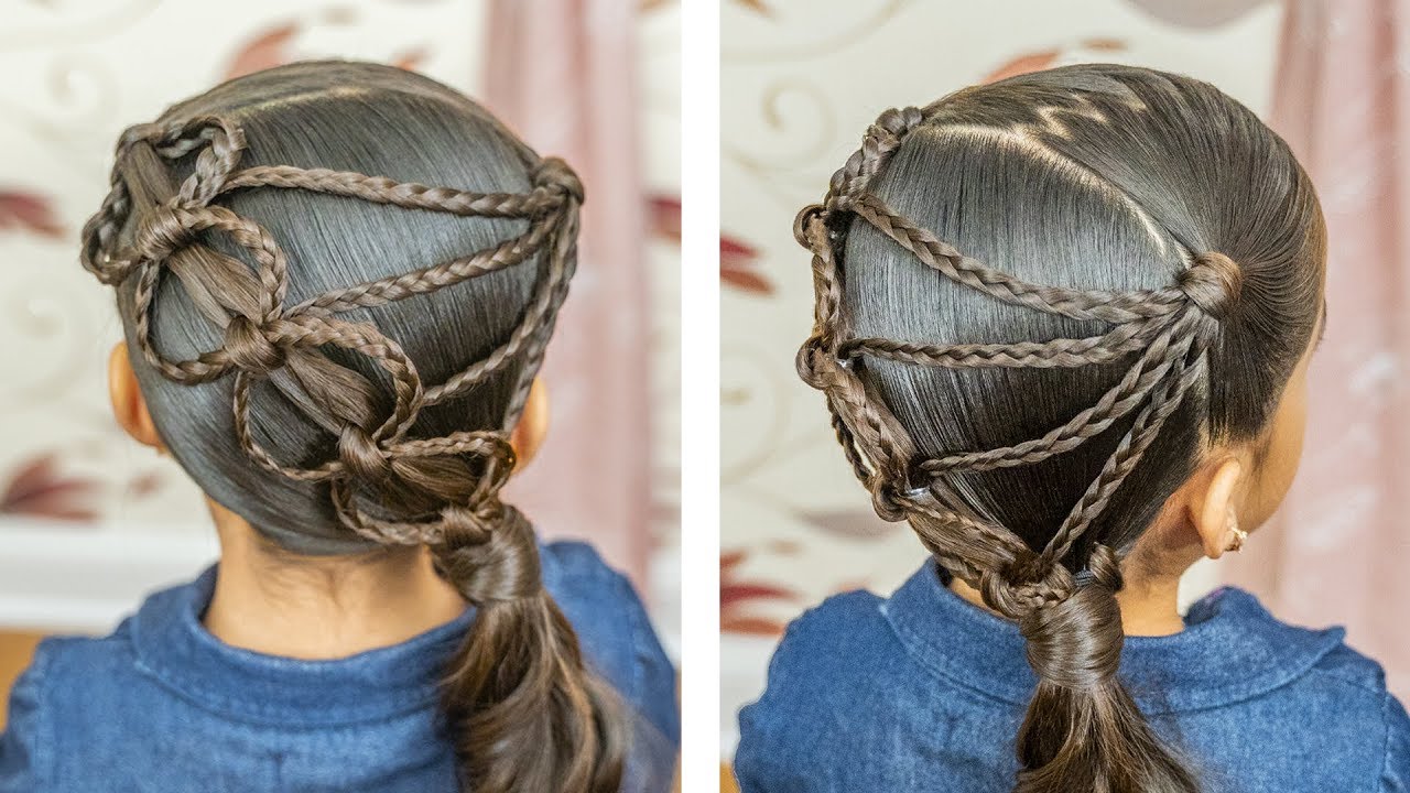 Hermoso Peinado Con Trenzas Cruzadas Y Coleta De Lado Para Niñas