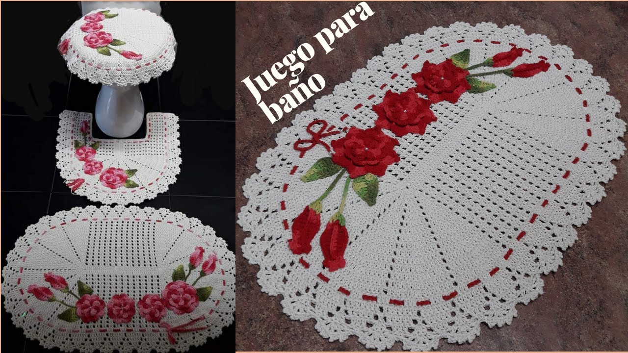 Juego de baño a crochet. ⚠️HAY UN NUEVO VÍDEO ACTUALIZADO    Cómo hacer una alfombra oval a crochet